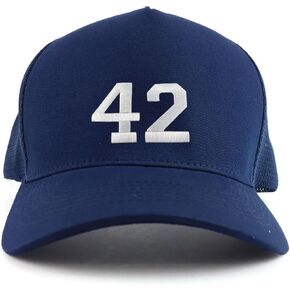 Trendy Apparel Shop Number 42 Collegiate Varsity Font Embroidered Oversized 5 Panel XXL Trucker Mesh Cap