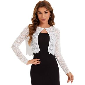 BENANCY Women's Elegant Sheer Floral Lace Shrug Cropped Bolero Cardigan