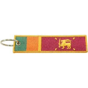 Sri Lanka Flag Key Chain, 100% Embroidered