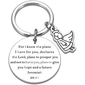 هدايا سلسلة مفاتيح دينية ملهمة من arovene للنساء والرجال والتخرج في عيد ميلاد مسيحي 2021 لابن ابنة آية الكتاب المقدس إرميا 29:11 سلسلة مفاتيح معمودية عيد الميلاد وعيد الشكر وعيد الفصح وهدايا الصلاة in Kuwait