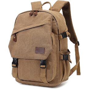 AUGUR Canvas Backpack for Men Casual Daypack Vintage Rucksack Laptop Backpack fit 15-17 inch Travel Hiking School Backpack(35L-Khaki)