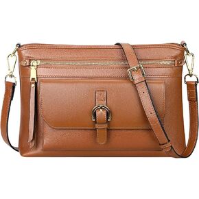Over Earth Genuine Leather Crossbody Purses and Handbag for Women with Flap Magnetic Pocket