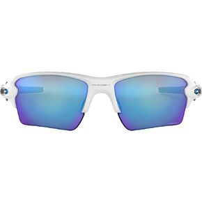 Oakley Flak 2.0 XL Sunglasses (Polished White Frame, Prizm Sapphire Lens) with Lens Cleaning Kit and Country Flag Microbag