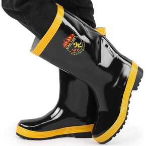 Safety Boots, Fire Fighting Rescue Rubber Boots Non-Slip High Temperature Resistance Rubber Safety Shoes for Firefighter (39)