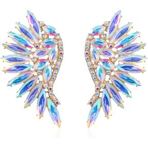 Flyonce Angel Wing Stud Earrings, Marquise-shaped Rhinestone Crystal Angel Wings Earrings for Women Girls