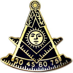 Past Master Masonic Lapel Pin - [Blue & Gold][1'' Tall]