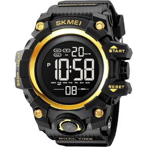 Gosasa Men's Large Face Digital Sports Watch - Waterproof Military Wrist Watch with Countdown Timer, LED Backlight, and Big Numbers- Perfect for Outdoor Activities & Sports