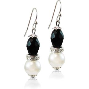Black and White Pearl Drop Earrings - Simulated Pearl Drop Earrings - Handmade Beaded Dangles - Gift For Her Christmas Birthday Mom Girlfriend Wife