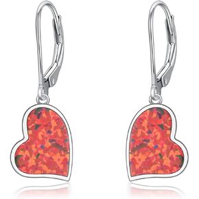 أقراط لاريمار طبيعية من JOERPH/أقراط على شكل قلب أحمر أوبال للنساء، أقراط من الفضة الإسترليني عيار 925 على شكل قلب متدلية على شكل قلب in Kuwait