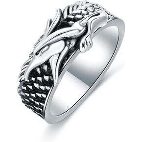 Dragon Scale Ring for Men Sterling Silver Ring for Men Biker Ring Dragon Gothic Ring Ring For Mens