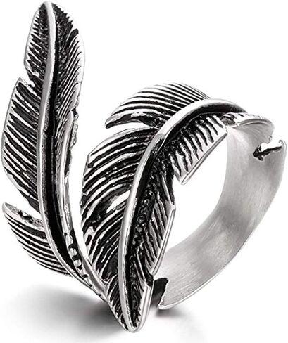 خواتم ستانلس ستيل للرجال والنساء من لييا NL25 ريشة كلاسيكية، مقاس 7-12, فضي, 9 in Kuwait