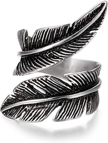 خواتم ستانلس ستيل للرجال والنساء من لييا NL25 ريشة كلاسيكية، مقاس 7-12, فضي, 9 in Kuwait