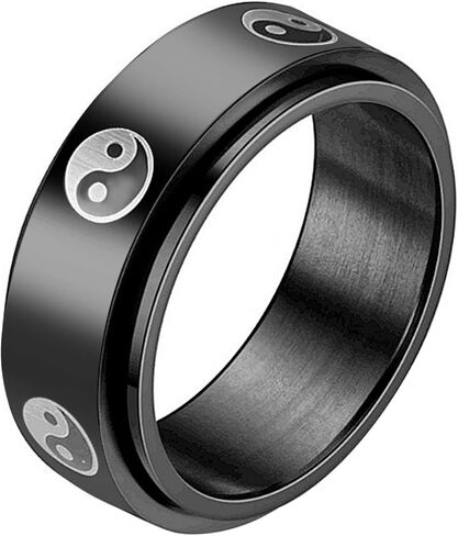 Stainless Steel Tai Chi Yin Yang Spinner Ring for Men Women, Black Fidget Rings Band Promise Wedding Band Jewelry Gifts in Saudi Arabia