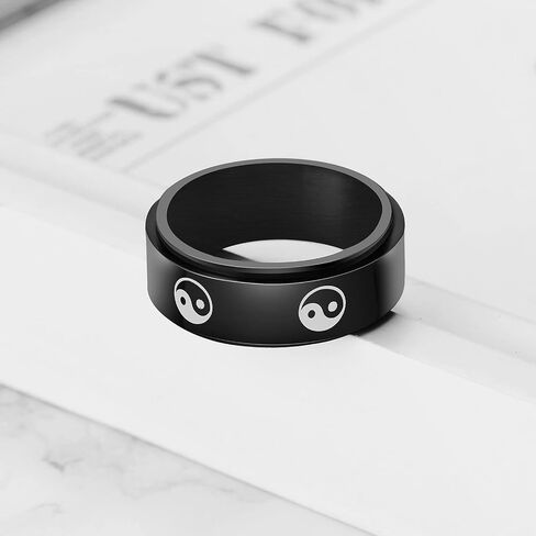 Stainless Steel Tai Chi Yin Yang Spinner Ring for Men Women, Black Fidget Rings Band Promise Wedding Band Jewelry Gifts in Saudi Arabia