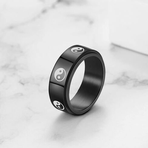 Stainless Steel Tai Chi Yin Yang Spinner Ring for Men Women, Black Fidget Rings Band Promise Wedding Band Jewelry Gifts in Saudi Arabia