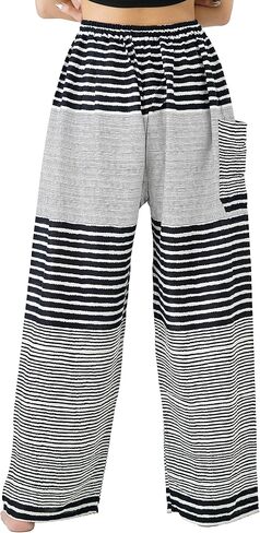 B BANGKOK PANTS سراويل حريم للنساء ملابس هيبي بوهو برباط مع جيوب in Kuwait