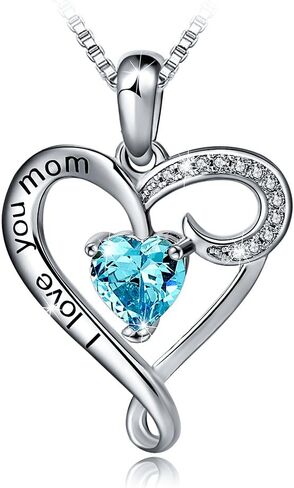 هدية عيد ميلاد الأم من Long Way I Love You Mom S925 قلادة على شكل قلب من الفضة الاسترليني in Saudi Arabia