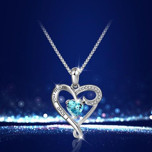 هدية عيد ميلاد الأم من Long Way I Love You Mom S925 قلادة على شكل قلب من الفضة الاسترليني in Saudi Arabia