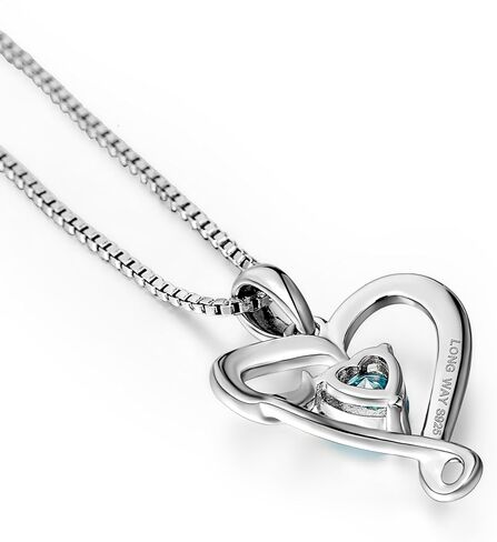 هدية عيد ميلاد الأم من Long Way I Love You Mom S925 قلادة على شكل قلب من الفضة الاسترليني in Saudi Arabia