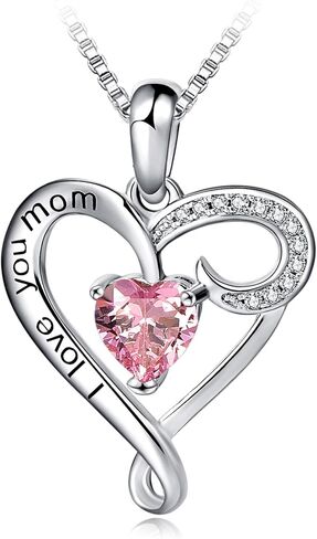 هدية عيد ميلاد الأم من Long Way I Love You Mom S925 قلادة على شكل قلب من الفضة الاسترليني in Saudi Arabia