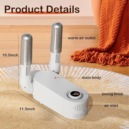 Erdiegle Boot Dryer for Work Boots, Shoe Dryer with Heat Blower, Glove Dryer & Boot Warmer - 90° Adjustable Dry Rack - Telescopic Bendable Dry Ports - Intelligent Timer in Kuwait