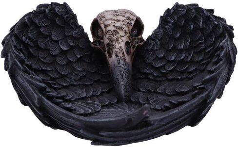 Nemesis Now Edgar Allen Poe's Nevermore Raven Skull Trinket Holder Jewellery Dish, Black, 17 cm in Saudi Arabia