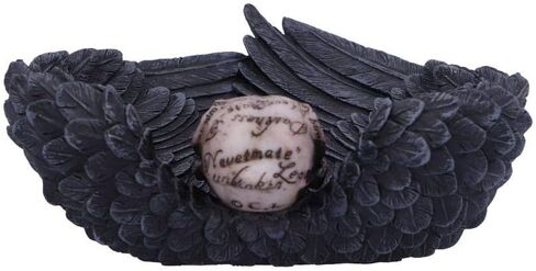 Nemesis Now Edgar Allen Poe's Nevermore Raven Skull Trinket Holder Jewellery Dish, Black, 17 cm in Saudi Arabia