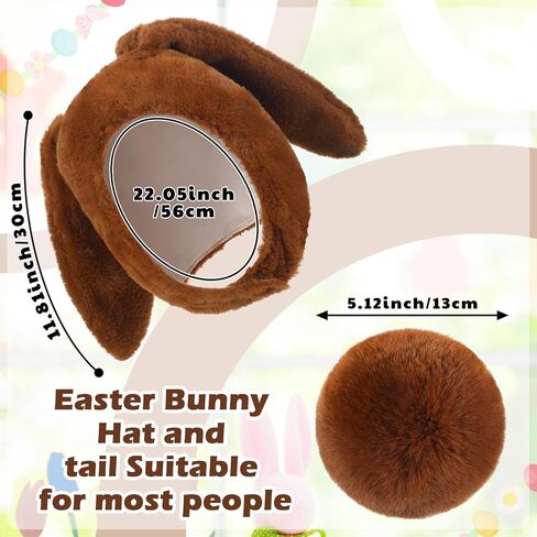 4 Pcs Easter Adult Bunny Hat Bunny Tail Plush Bunny Hood Rabbit Ears Jumbo Bunny Tail Women Costume Cosplay Gift Soft Warm White Brown in Saudi Arabia