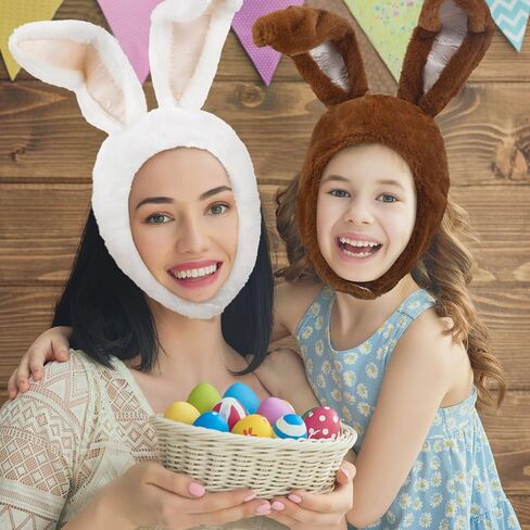 4 Pcs Easter Adult Bunny Hat Bunny Tail Plush Bunny Hood Rabbit Ears Jumbo Bunny Tail Women Costume Cosplay Gift Soft Warm White Brown in Saudi Arabia