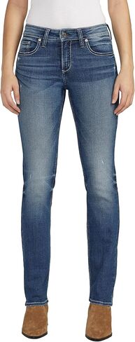 Silver Jeans Co. Women's Suki Mid Rise Curvy Fit Straight Leg Jeans, Med Wash EAE358, 27W x 33L in Saudi Arabia