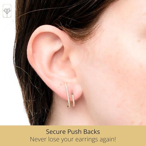 Solid 10K Yellow Gold Double Hoop Earrings for Women | Hypoallergenic Gold Hoop Earrings for Women with Silicone Backs by MAX + STONE in Saudi Arabia