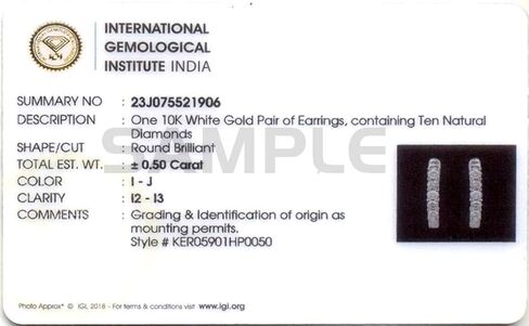 1/2 Carat Natural Diamond Hoop Earrings in 10K Gold or 950 Platinum in Kuwait