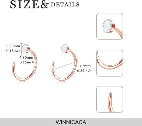WINNICACA فضة مكون أوبال الأذن نصف الكفة عراف Huggie هوب أقراط S925 تشيكوسلوفاكيا لذيذ مجوهرات هدايا للنساء in Saudi Arabia