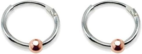 Sterling Silver Ball Bead Small Endless 10mm Thin Round Unisex Hoop Earrings for Men Women Set of 3 Pairs in Kuwait
