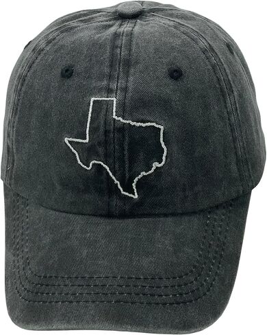Texas State Flag Outline Women’s Embroidered Baseball Cap Vintage Distressed Unconstructed Hat Black in Saudi Arabia