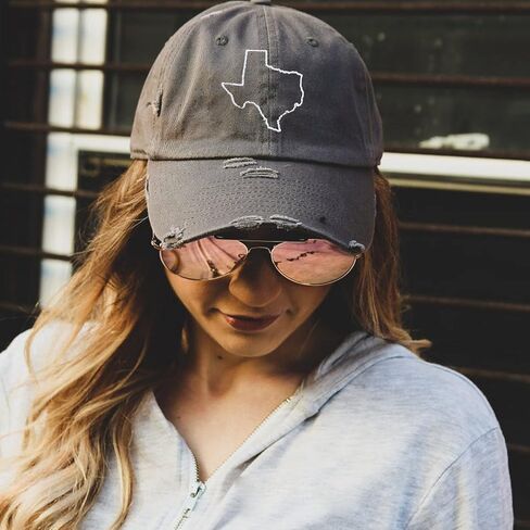 Texas State Flag Outline Women’s Embroidered Baseball Cap Vintage Distressed Unconstructed Hat Black in Saudi Arabia