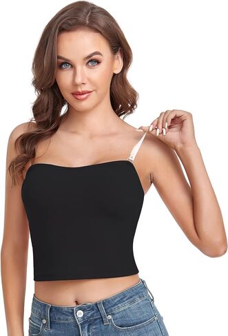 Gnowann Strapless Tube Tops for Women Double Layered Basic Sleeveless Stretchy Padded Bandeau Top in Saudi Arabia