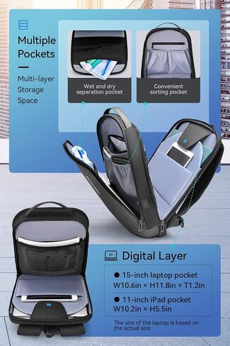 High Tech Backpack for Men,Slim Laptop Backpack with USB Charging Port,Waterproof Business Backpack Ideal for Working,Daily in Saudi Arabia