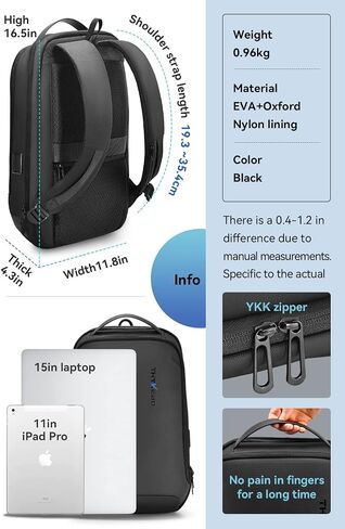 High Tech Backpack for Men,Slim Laptop Backpack with USB Charging Port,Waterproof Business Backpack Ideal for Working,Daily in Saudi Arabia