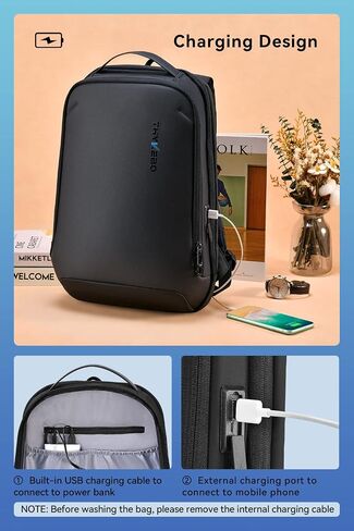 High Tech Backpack for Men,Slim Laptop Backpack with USB Charging Port,Waterproof Business Backpack Ideal for Working,Daily in Saudi Arabia