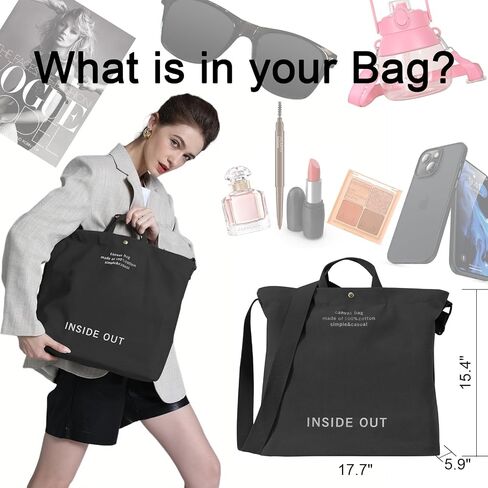 Canvas Tote Bag for Women Hobo Large Capacity Fashion Crossbody Bag Shoulder Bag for Office School Shopping Travel in Saudi Arabia