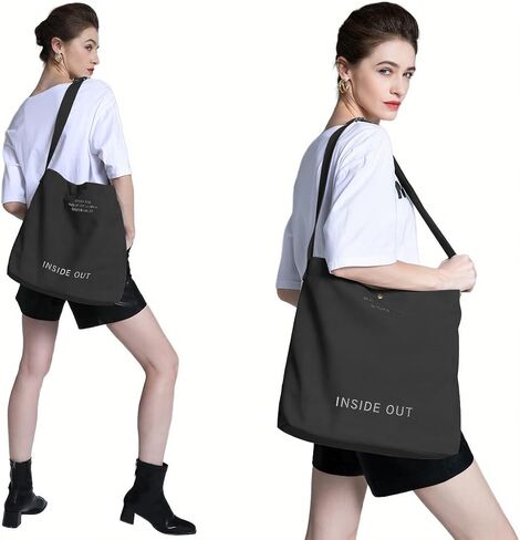 Canvas Tote Bag for Women Hobo Large Capacity Fashion Crossbody Bag Shoulder Bag for Office School Shopping Travel in Saudi Arabia