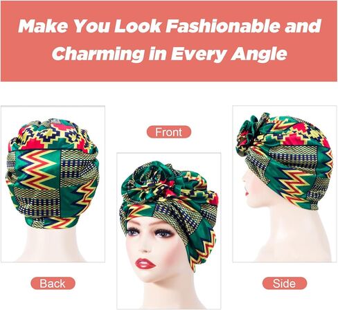 اغطية راس افريقية للنساء من اتاميت 6 قطع، قبعة بونيه مربوطة مسبقا بعقدة، غطاء راس اسود للنساء، ملابس عصرية in Kuwait
