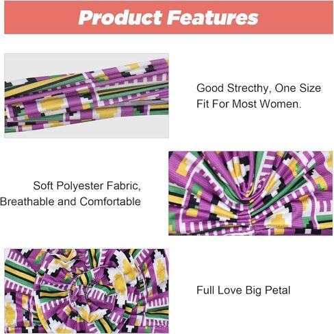 اغطية راس افريقية للنساء من اتاميت 6 قطع، قبعة بونيه مربوطة مسبقا بعقدة، غطاء راس اسود للنساء، ملابس عصرية in Kuwait