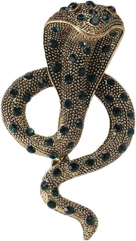 Rhinestone Cobra Brooch Snake Lapel Pin Animal Brooch Pin Crystal Enamel Brooch Metal Snake Pin Badge Clothes Hat Bag Pin, Metal, no gemstone in Kuwait