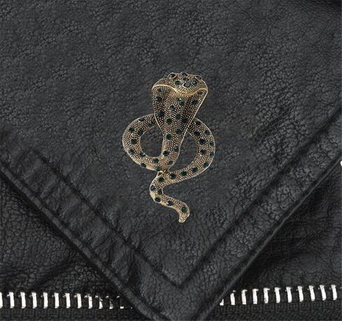 Rhinestone Cobra Brooch Snake Lapel Pin Animal Brooch Pin Crystal Enamel Brooch Metal Snake Pin Badge Clothes Hat Bag Pin, Metal, no gemstone in Kuwait