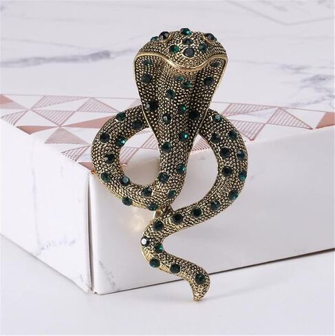 Rhinestone Cobra Brooch Snake Lapel Pin Animal Brooch Pin Crystal Enamel Brooch Metal Snake Pin Badge Clothes Hat Bag Pin, Metal, no gemstone in Kuwait