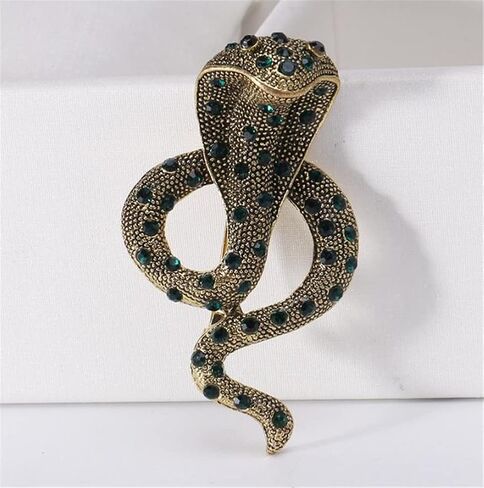 Rhinestone Cobra Brooch Snake Lapel Pin Animal Brooch Pin Crystal Enamel Brooch Metal Snake Pin Badge Clothes Hat Bag Pin, Metal, no gemstone in Kuwait