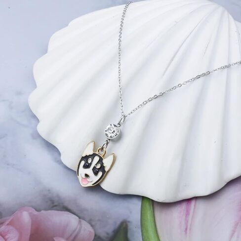 أقراط هاسكي مع جوهرة الميلاد مجوهرات هاسكي ساحرة أقراط قلادة على شكل حيوان هدية هاسكي مضحكة للنساء والفتيات عاشقات الهاسكي in Kuwait