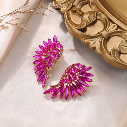 Flyonce Angel Wing Stud Earrings, Marquise-shaped Rhinestone Crystal Angel Wings Earrings for Women Girls in Saudi Arabia